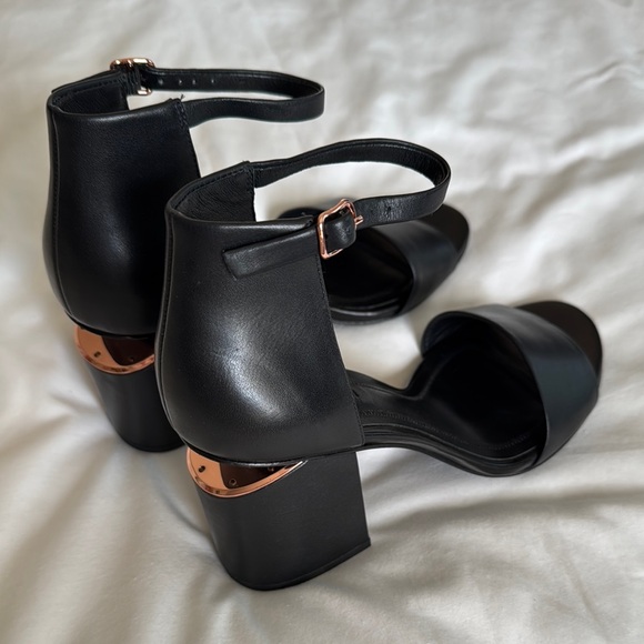 Alexander Wang Shoes - Alexander Wang Abby Black Leather Cut-out Block Heel Sandals Sz 38